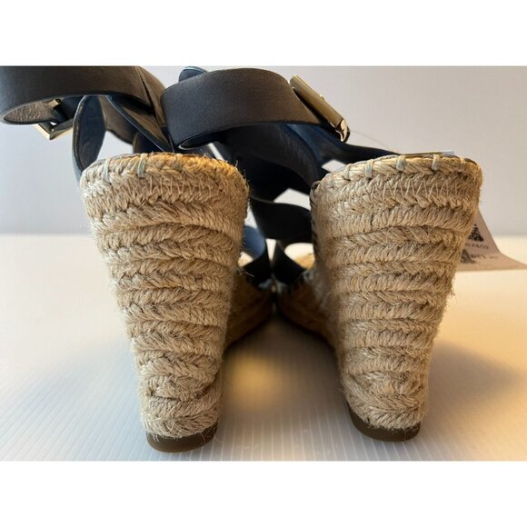 Joie Blue Leather Strappy Espadrille Wedge Heels, Size 6.5 US, 36.5 EU - Picture 6 of 11